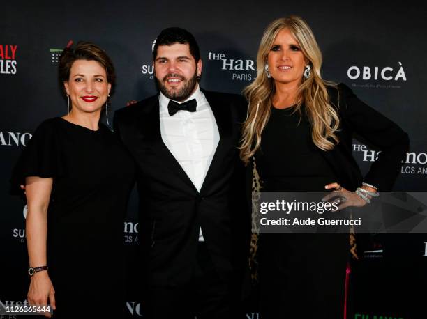 Italy's Consul General Silvia Chiave, actor Salvatore Esposito and producer Tiziana Rocca attend the Filming in Italy event at the Italian Cultural...