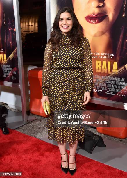 America Ferrera attends the premiere of Columbia Pictures' 'Miss Bala' at Regal LA Live Stadium 14 on January 30, 2019 in Los Angeles, California.