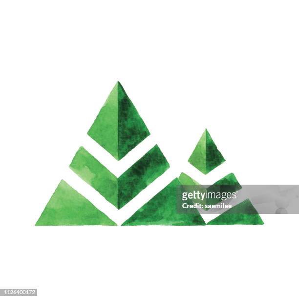 watercolor two tree logo - forest icon stock illustrations