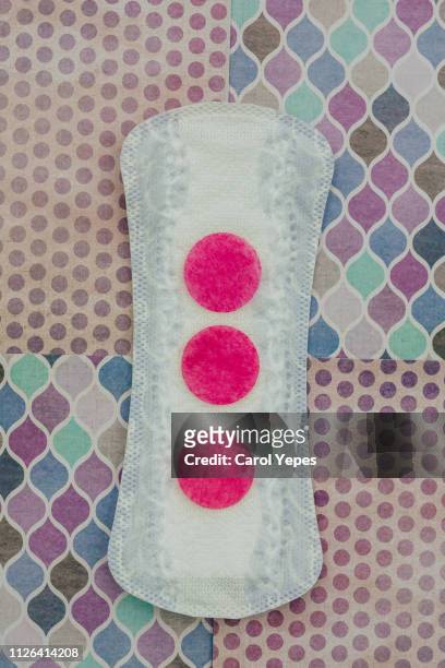 sanitary pad background in pink colorful background - sports period stock pictures, royalty-free photos & images