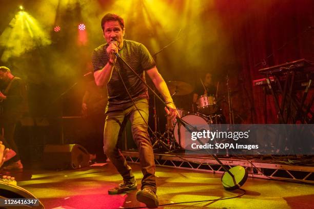 Files actor David Duchovny sings on stage in Dublin's Academy music venue.