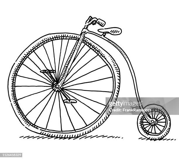  Dibujo De Bicicleta Antigua Ilustración de stock
