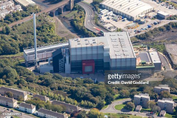 An aerial photograph of the MVV Energy from Waste plant, Devonport, located to the west of Plymouth, close to the River Tamar on the 27th September...