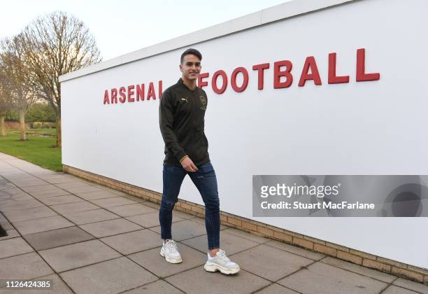 New signing Denis Suarez arrives at the Arsenal training ground at London Colney on January 31, 2019 in St Albans, England.