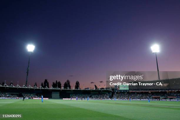 General view during the Big Bash League match between the Hobart Hurricanes and the Adelaide Strikers at UTAS Stadium on January 31, 2019 in...