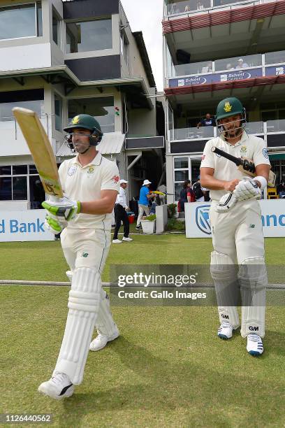 Dean Elgar of South Africa and Aiden Markram of South Africa during day 1 of the 2nd Castle Lager Test match between South Africa and Sri Lanka at St...