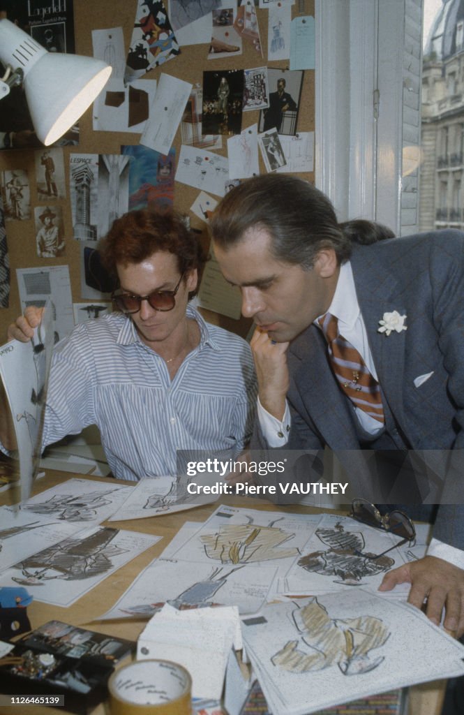 Fashion Designer Karl Lagerfeld at Chloe's Paris Studio