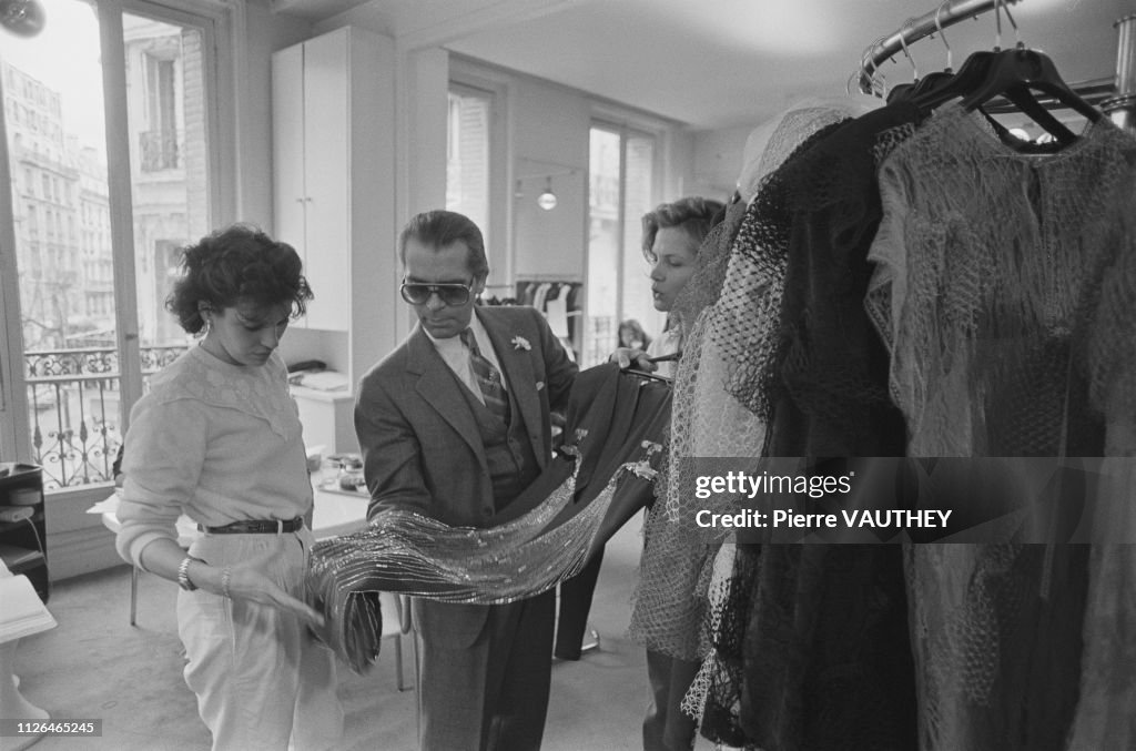 Fashion Designer Karl Lagerfeld at Chloe's Paris Studio