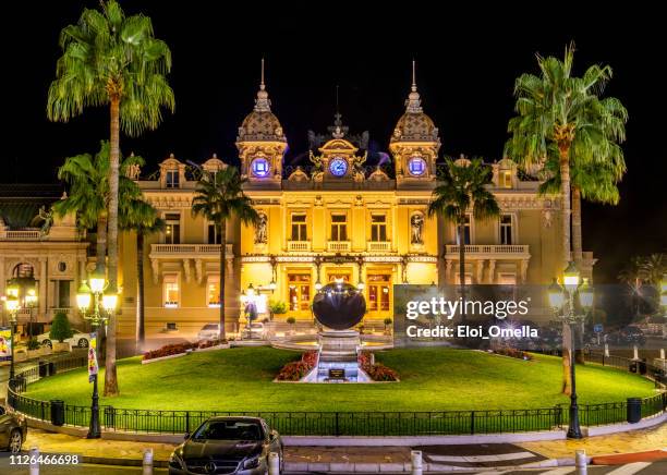 montecarlo casino at night. monaco - montecarlo stock pictures, royalty-free photos & images