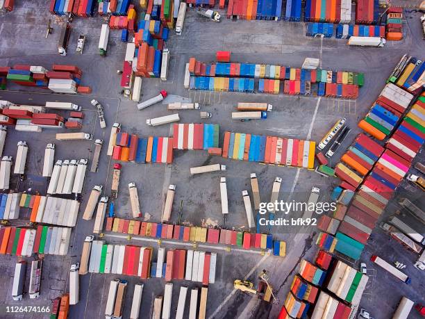 aerial view of commercial logistics industry. - port airport imagens e fotografias de stock