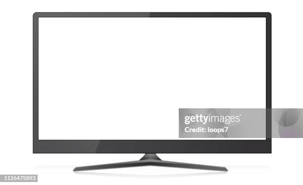 illustrations, cliparts, dessins animés et icônes de illustration de vecteur moniteur informatique moderne - téléviseur lcd