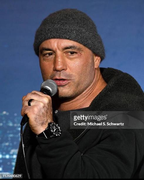 Comedian Joe Rogan performs during his appearance at The Ice House Comedy Club on February 20, 2019 in Pasadena, California.