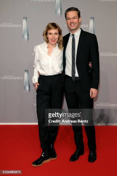 Franziska Weisz and Felix Herzogenrath attend the German Television Award at Rheinterrasse on January 31, 2019 in Duesseldorf, Germany.