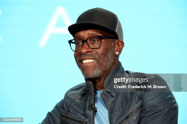 Don Cheadle of the television show 'Black Monday' speaks during the Showtime segment of the 2019 Winter Television Critics Association Press Tour at...
