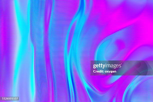 fluid flow abstract holographic ultra violet neon background - digital art stock-fotos und bilder