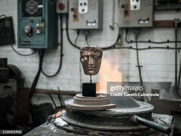 Mask is seen during the BAFTA masks casting at New Pro Foundries Ltd on January 31, 2019 in London, England. The EE British Academy Film Awards will...