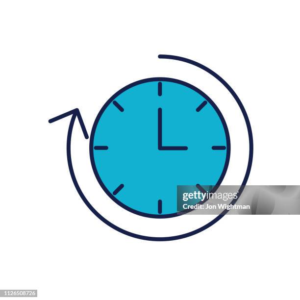 ilustraciones, imágenes clip art, dibujos animados e iconos de stock de delgada línea tiempo icono del reloj de las flechas- - esfera de reloj
