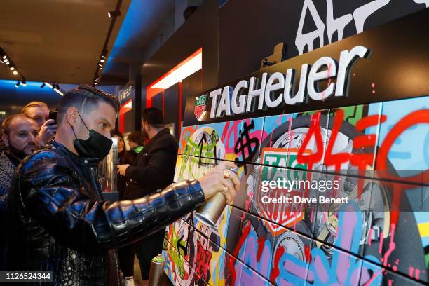 Alec Monopoly attends TAG Heuer and art provocateur Alec Monopoly launch event celebrating special edition watches on January 31, 2019 in London,...