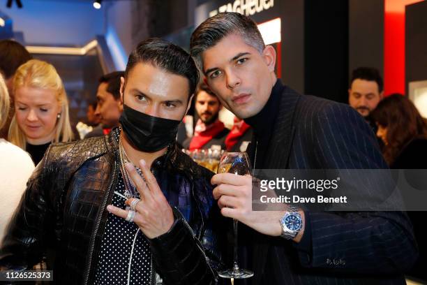 Alec Monopoly and Rayer Van-Ristell attend TAG Heuer and art provocateur Alec Monopoly launch event celebrating special edition watches on January...