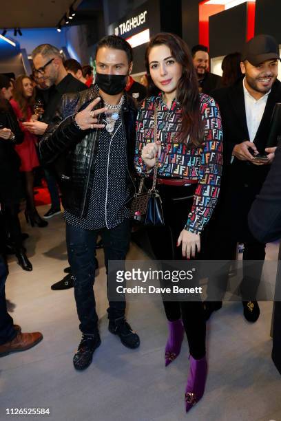 Alec Monopoly and Nurce Erben attend TAG Heuer and art provocateur Alec Monopoly launch event celebrating special edition watches on January 31, 2019...