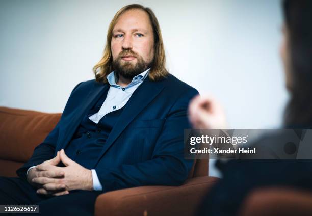 Anton Hofreiter, parliamentary group co-leader of the Green party, during an Interview on February 15, 2019.