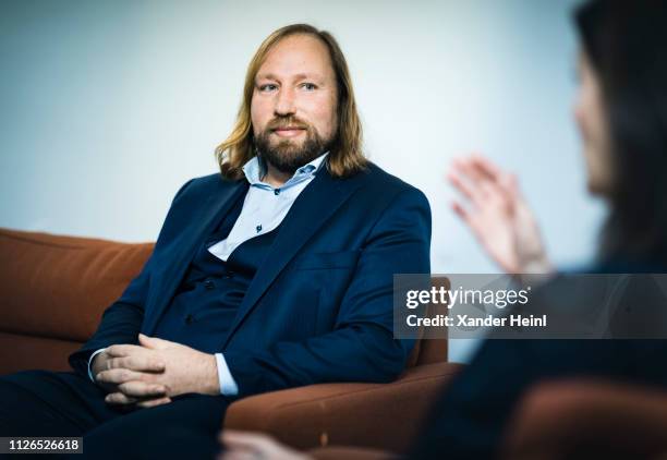 Anton Hofreiter, parliamentary group co-leader of the Green party, during an Interview on February 15, 2019.