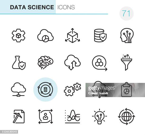data science - pixel perfect icons - funnel infographic stock illustrations