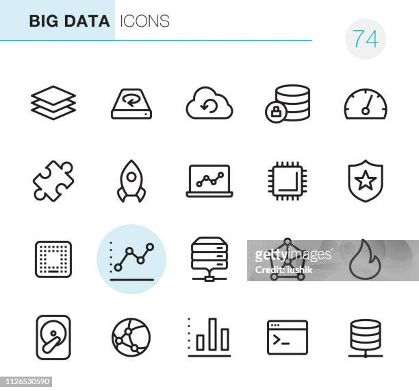 big-data - pixel perfect icons - glasfaser telekommunikationsgerät stock-grafiken, -clipart, -cartoons und -symbole