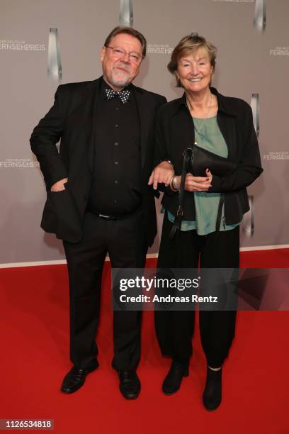Juergen von der Lippe and his wife Anne Dohrenkamp attend the German Television Award at Rheinterrasse on January 31, 2019 in Duesseldorf, Germany.