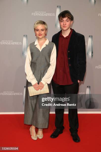 Lena Urzendowsky and Michelangelo Fortuzzi attend the German Television Award at Rheinterrasse on January 31, 2019 in Duesseldorf, Germany.