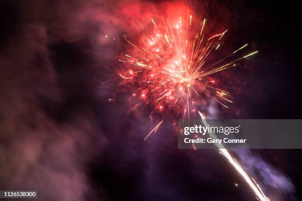 skyrocket fireworks at festival - salobreña stock pictures, royalty-free photos & images