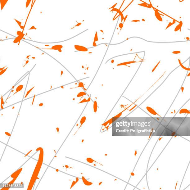 seamless abstract background pattern - lines and blots - orange wallpaper - vector illustration - mud splat stock illustrations