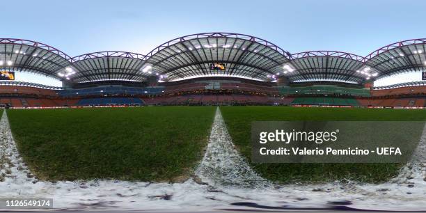 Image of the Stadium prior to the UEFA Europa League Round of 32 Second Leg match between FC Internazionale and SK Rapid Wien at San Siro on February...
