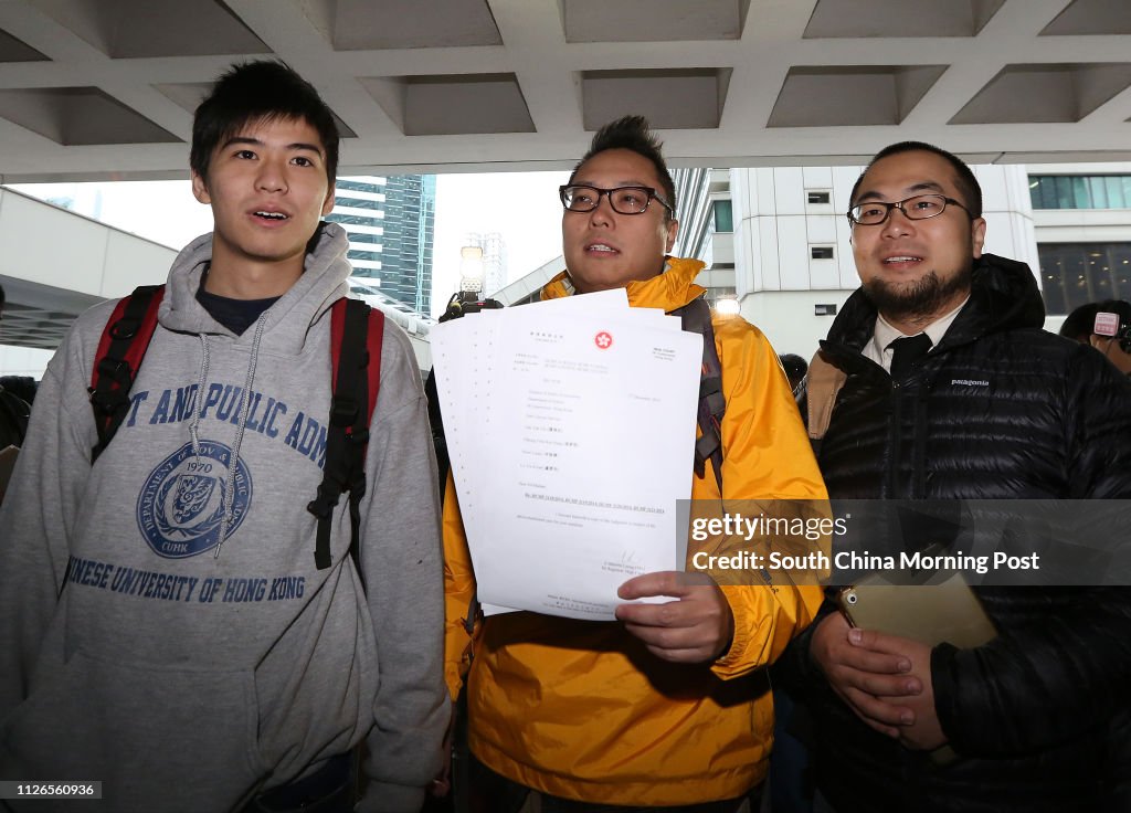 (L to R) Lester Shum Ngo-fai, Tam Tak-chi and Felix Cheung Kar-hang, appear at High Court in Admiralty. Their bail variation application is rejected by High Court. 02DEC14
