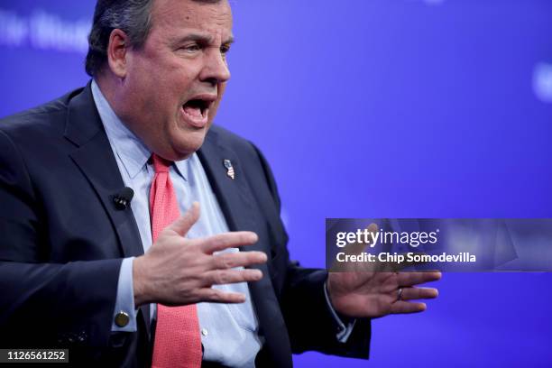 Former New Jersey Governor Chris Christie participates in a discussion about his new book at the Washington POst January 31, 2019 in Washington, DC....