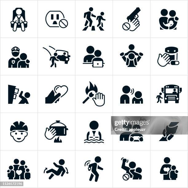 child safety icons - child abuse prevention stock illustrations