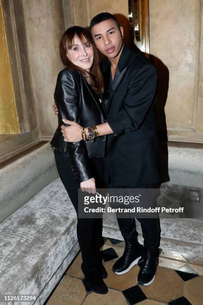 Creator of the 'Numero magazine' Babeth Djian and stylist Olivier Rousteing attend the Party for the 200th Issue Numero, at Restaurant RAN on January...