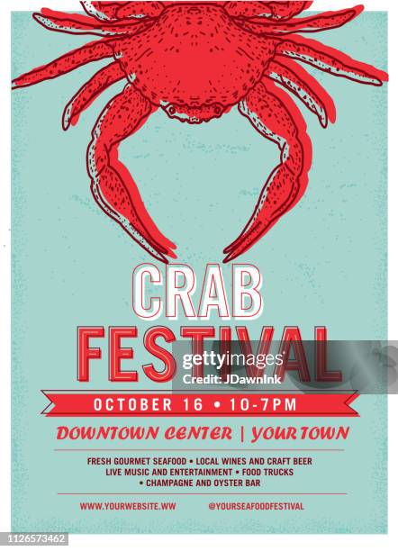 crab festival advertisement poster design template - crab stock illustrations