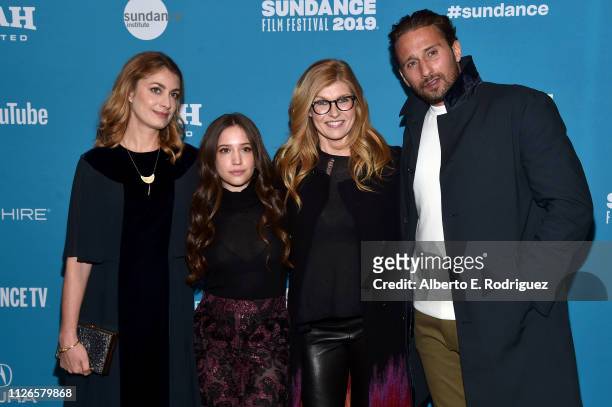Laure de Clermont-Tonnerre, Gideon Adlon, Connie Britton and Matthias Schoenaerts attend the "The Mustang" Sundance Premiere on January 31, 2019 in...