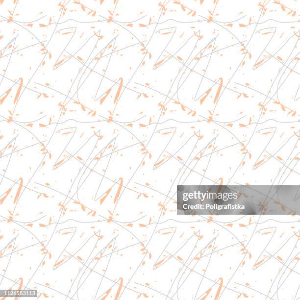 seamless abstract background pattern - lines and blots - red wallpaper - vector illustration - mud splat stock illustrations