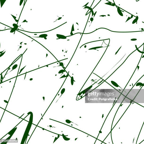 seamless abstract background pattern - lines and blots - green wallpaper - vector illustration - mud splat stock illustrations