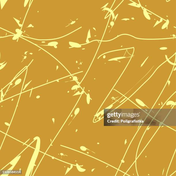 seamless abstract background pattern - lines and blots - gold wallpaper - vector illustration - brushed gold background stock illustrations