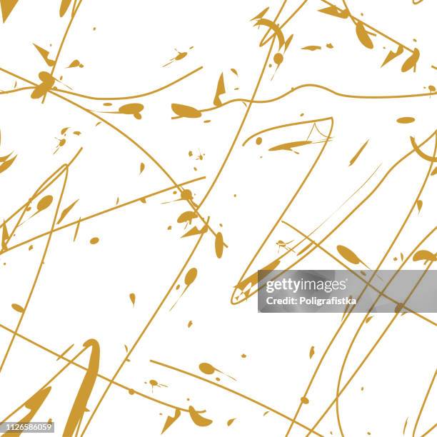 seamless abstract background pattern - lines and blots - gold wallpaper - vector illustration - mud background stock illustrations