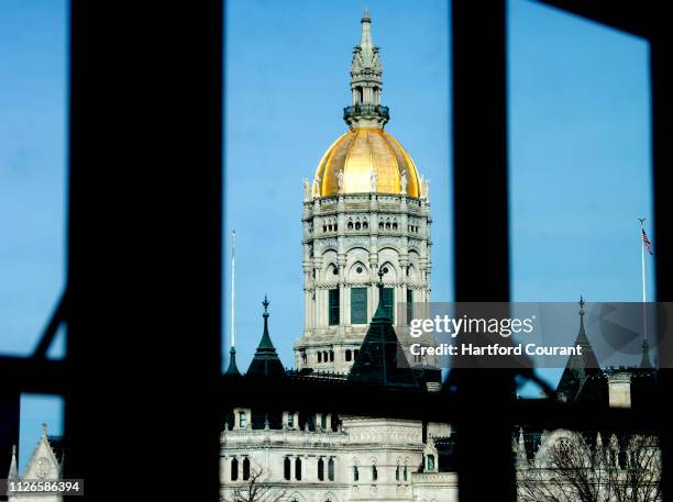 View of the Connecticut State Capitol in Hartford from a window in the nearby State Office Building on Jan. 4, 2019.