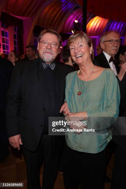 Juergen von der Lippe and his wife Anne Dohrenkamp attend the German Television Award after show reception at Rheinterrasse on January 31, 2019 in...