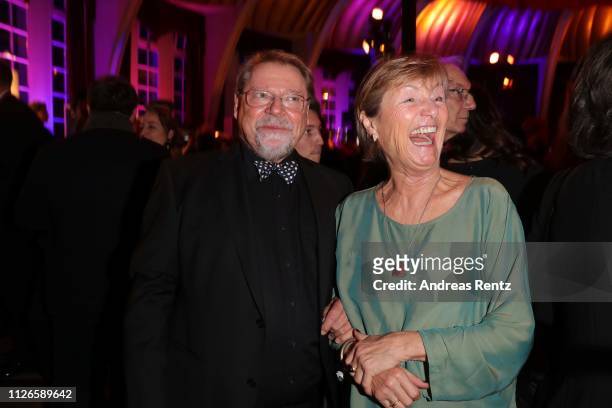 Juergen von der Lippe and his wife Anne Dohrenkamp attend the German Television Award after show reception at Rheinterrasse on January 31, 2019 in...