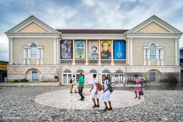 cultural centre on sam sharpe square in downtown montego bay jamaica - montego bay stock pictures, royalty-free photos & images