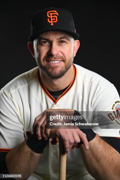 Evan Longoria of the San Francisco Giants poses during the Giants Photo Day on February 21, 2019 in Scottsdale, Arizona.