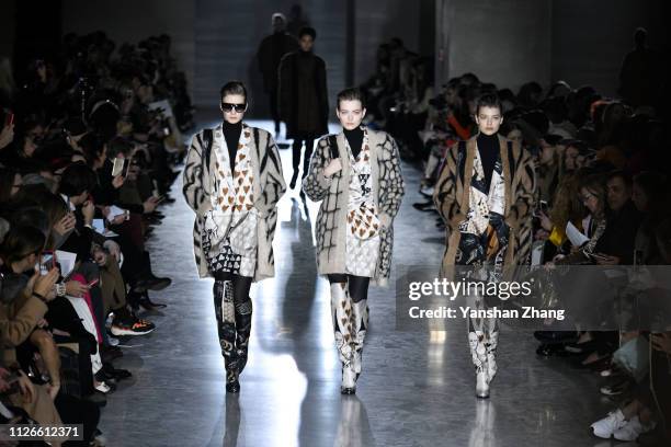 Models walk the runway at the Max Mara show at Milan Fashion Week Autumn/Winter 2019/20 on February 21, 2019 in Milan, Italy.