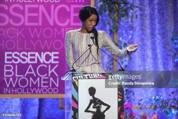 Charmaine Lewis speaks onstage during the 2019 Essence Black Women in Hollywood Awards Luncheon at Regent Beverly Wilshire Hotel on February 21, 2019...